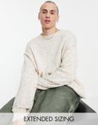 Asos Design Oversized Neppy Yarn Sweater In Oatmeal-neutral