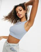Lioness High Neck Crop Top In Dusty Blue-blues