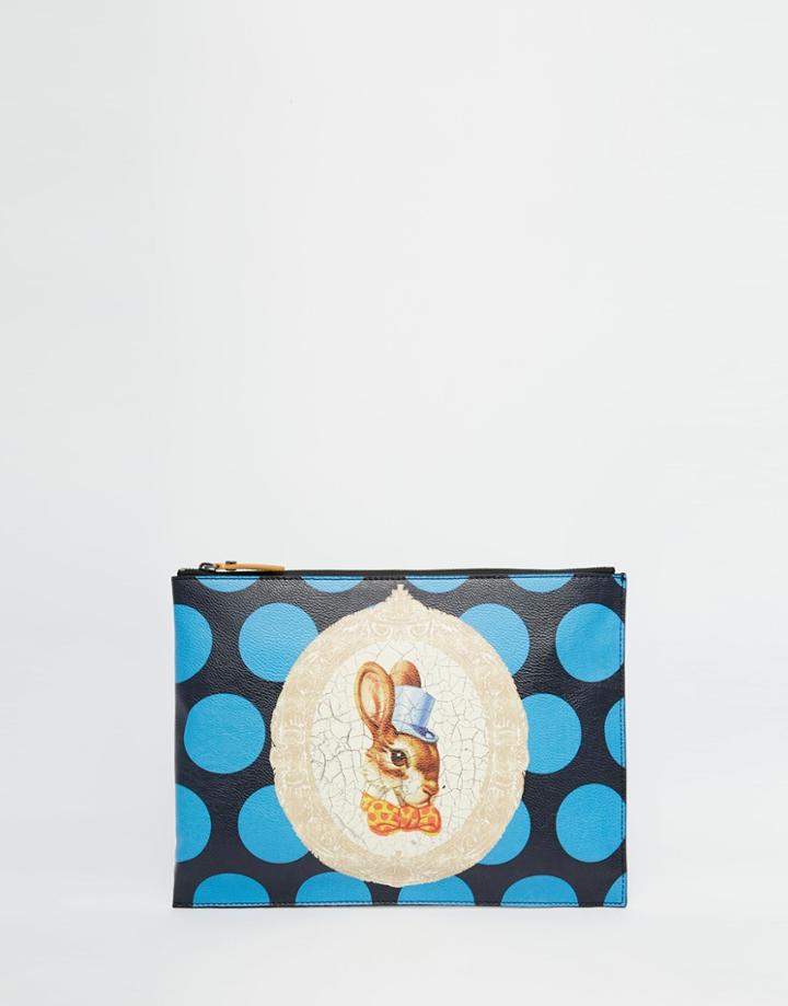 Vivienne Westwood Clutch Bag With Bunny Rabbit In Blue - Black