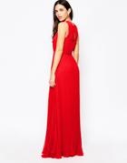 Lavand Maxi Dress With Keyhole Back - Red