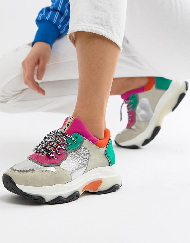 Bronx Multi Brights Metallic Suede Chunky Sneakers - Multi