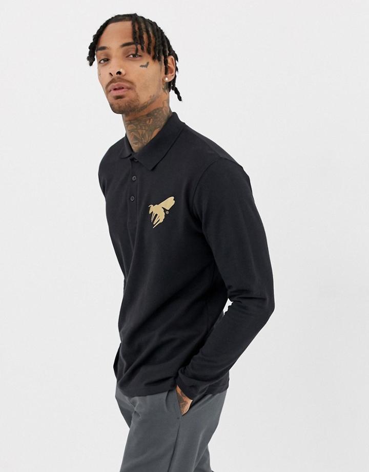 Abz London Wasp Long Sleeve Polo Shirt - Black