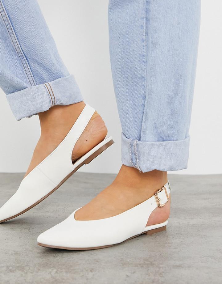 London Rebel Slingback Ballet Flats In White