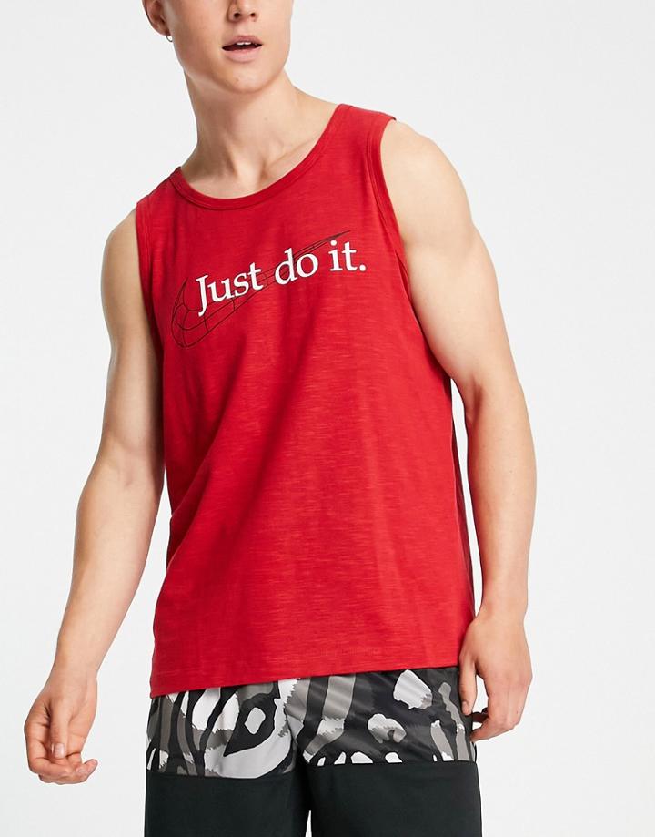 Nike Training Dri-fit Hbr Slub Tank Top In Red