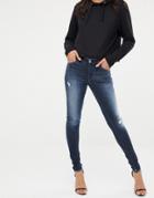 Diesel Slandy Mid Waist Skinny Jean With Abrasion Detail-blue