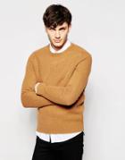 Peter Werth Textured Knitted Crew Neck Sweater - Camel