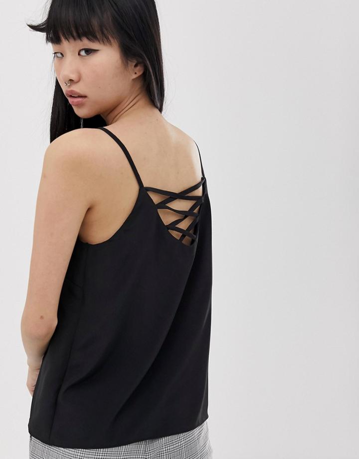 New Look Strappy Cami Top In Black - Black