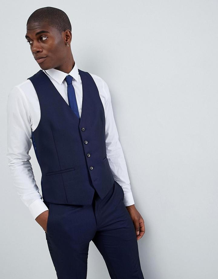 Moss London Skinny Vest In Navy - Navy