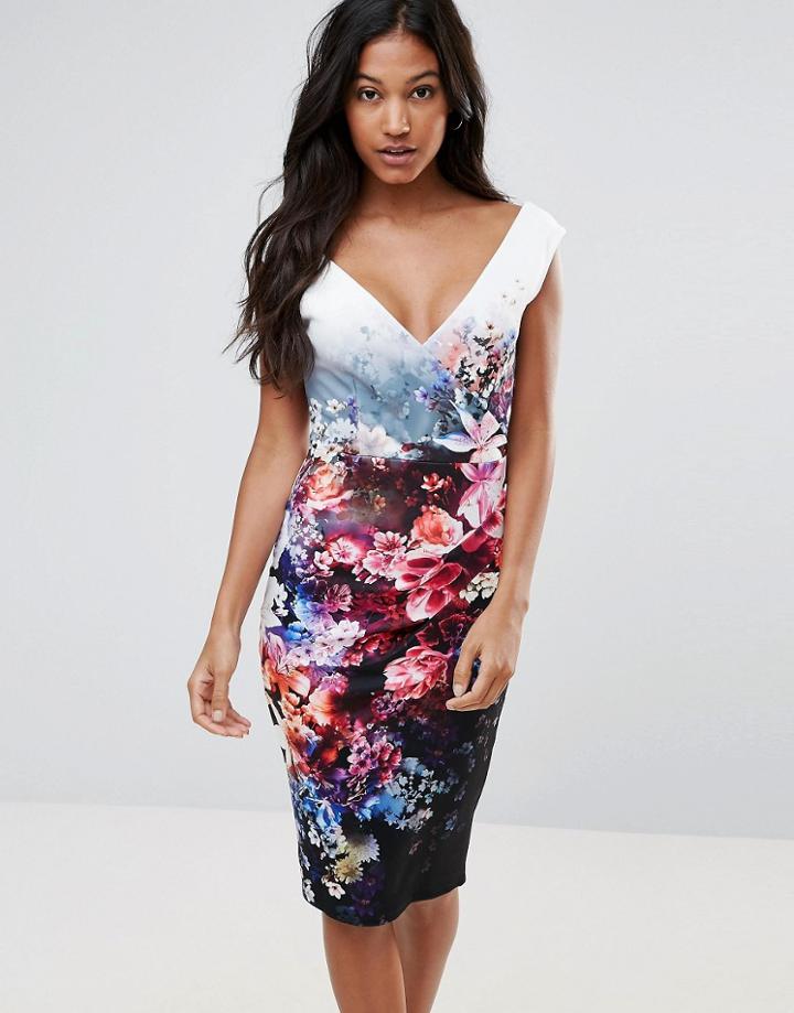 Jessica Wright Scenic Floral Print Pencil Dress - Multi