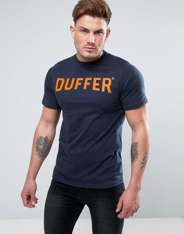Duffer Logo T-shirt In Navy - Navy