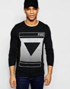 Asos Muscle Long Sleeve T-shirt With Paris Print - Black