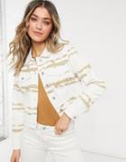 Object Stacey Printed Denim Jacket In White