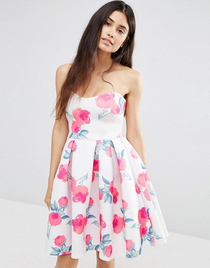 Oh My Love Sweetheart Panel Floral Dress - Multi