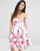 Oh My Love Sweetheart Panel Floral Dress - Multi