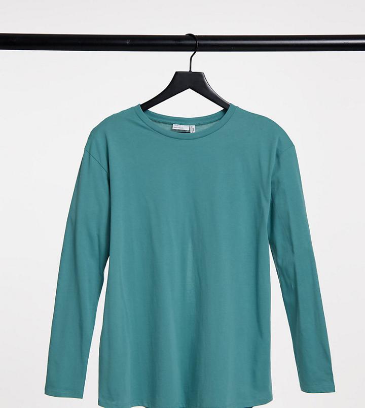 Asos Design Maternity Long Sleeve T-shirt With Slit Back In Teal-green