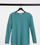 Asos Design Maternity Long Sleeve T-shirt With Slit Back In Teal-green