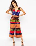 Asos Jumpsuit In All Over Sequin Stripe - Multi
