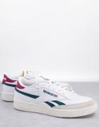 Reebok Club C Revenge Sneakers In White And Forest Green