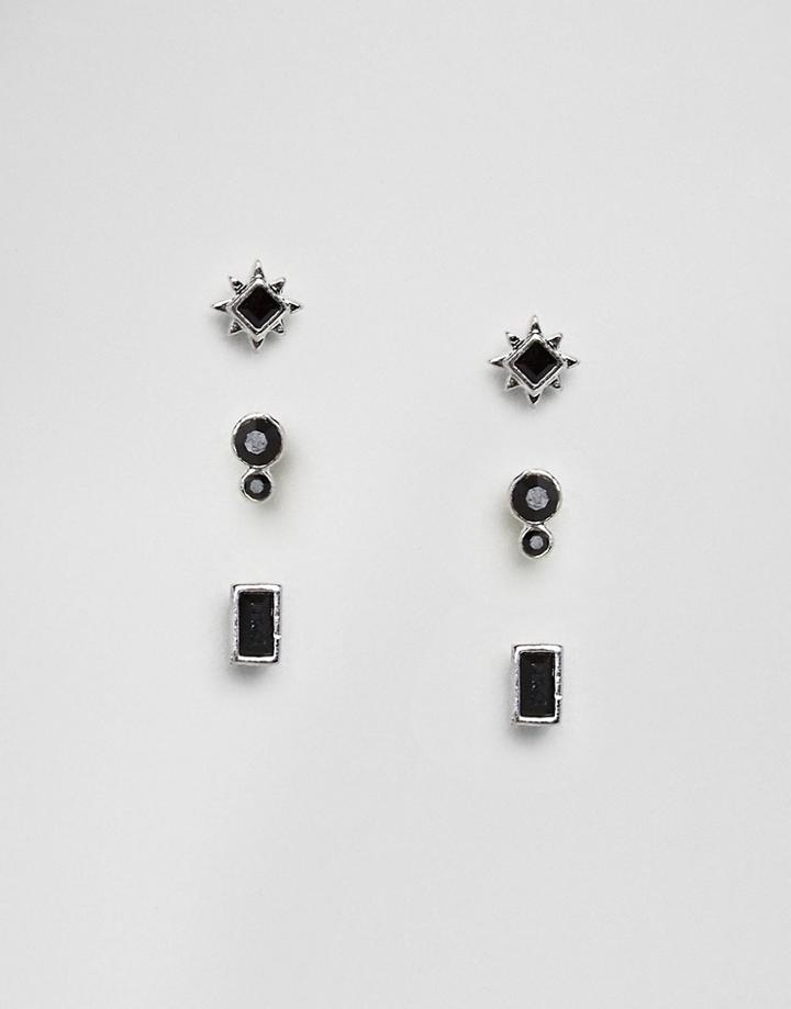 Pieces Multipack Stud Earrings - Black