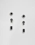 Pieces Multipack Stud Earrings - Black