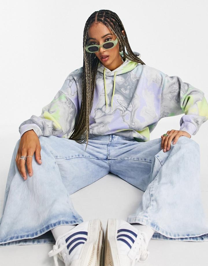 Topshop Marble Hoodie In Multi