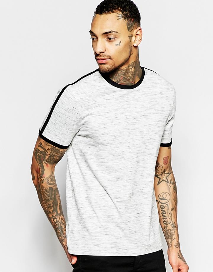 Asos T-shirt In Inject Dye With Contrast Taping In Gray - Gray