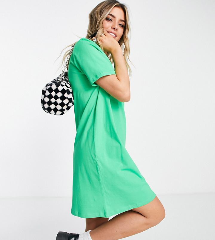 Only Exclusive Mini T-shirt Dress In Bright Green