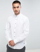 Esprit Shirt In Slim Fit With Grandad Collar - White