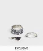 Reclaimed Vintage Inspired Ring Pack In Burnished Silver Exclsuive To Asos
