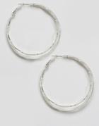 Nylon Simple Hoop Earrings - Silver