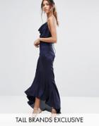 Jarlo Tall Cami Strap Slinky High Low Midi Dress - Navy