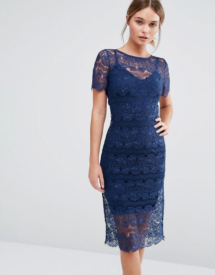 Body Frock Lisa Sculpting Lace Dress - Navy