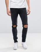 Only & Sons Jeans In Skinny Fit With Rip Knee Detail - Black