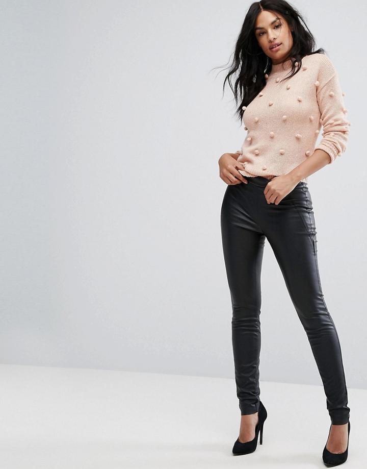Vero Moda Faux Leather Stretch Pants-black
