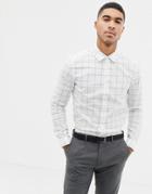 Asos Design Slim Work Shirt In Check - White