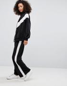 Pull & Bear Wide Leg Track Pant - Black