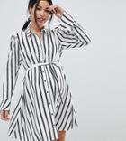 Asos Design Maternity Stripe Long Sleeve Shirt Dress - Multi