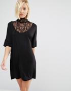 Y.a.s Busy Victorian High Neck Lacey Dress - Black