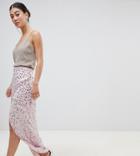 Asos Design Petite Maxi Embellished Wrap Skirt-pink