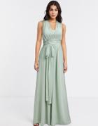 Goddiva Cross Back Tie Front Maxi Dress In Mint-green