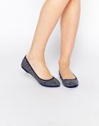 Asos Link Embellished Ballet Flats - Navy