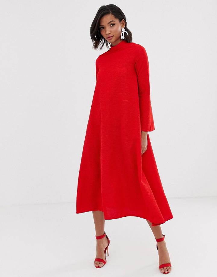 Closet Flared Sleeve Maxi Dress - Red