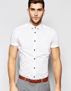 Asos Smart Shirt In White With Contrast Buttons - White