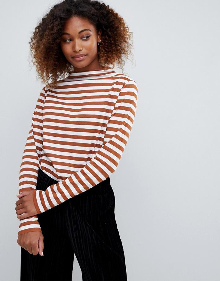 Weekday High Neck Stripe Oversized Top - Multi