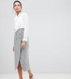 Asos Design Tall Double Breasted Pencil Skirt In Check - Multi