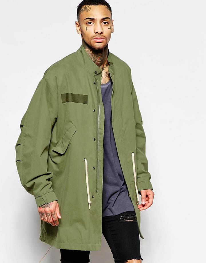 Asos Lightweight Parka Jacket In Khaki - Khaki