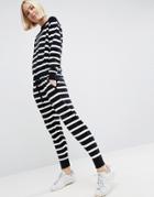Asos White Knitted Jumpsuit In Stripe - Multi