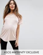 Asos Maternity Grown On One Shoulder Metallic Top - Pink