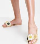 Asos Design Wide Fit Jayden Floral Espadrille Mules In Natural-neutral