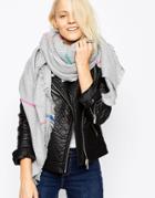 Asos Oversized Scarf In Mini Houndstooth With Bright Grid Check - Gray